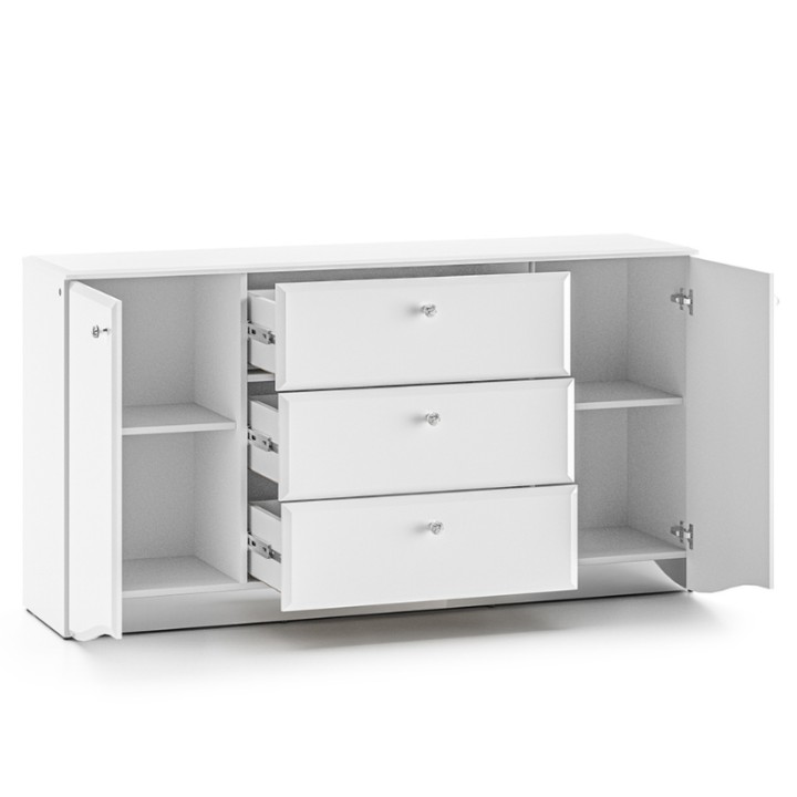 Elegant White Gloss Sideboard with LED - J&B Furniture
