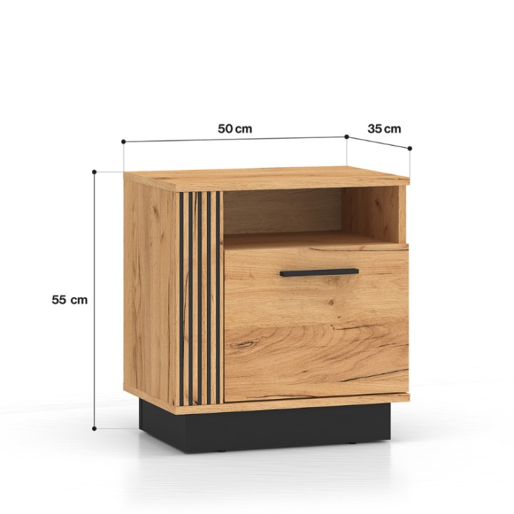 Urso Bedside Table – Elegant Gold Craft Oak & Black Design