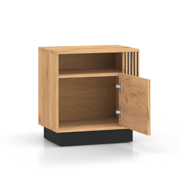 Urso Bedside Table – Elegant Gold Craft Oak & Black Design