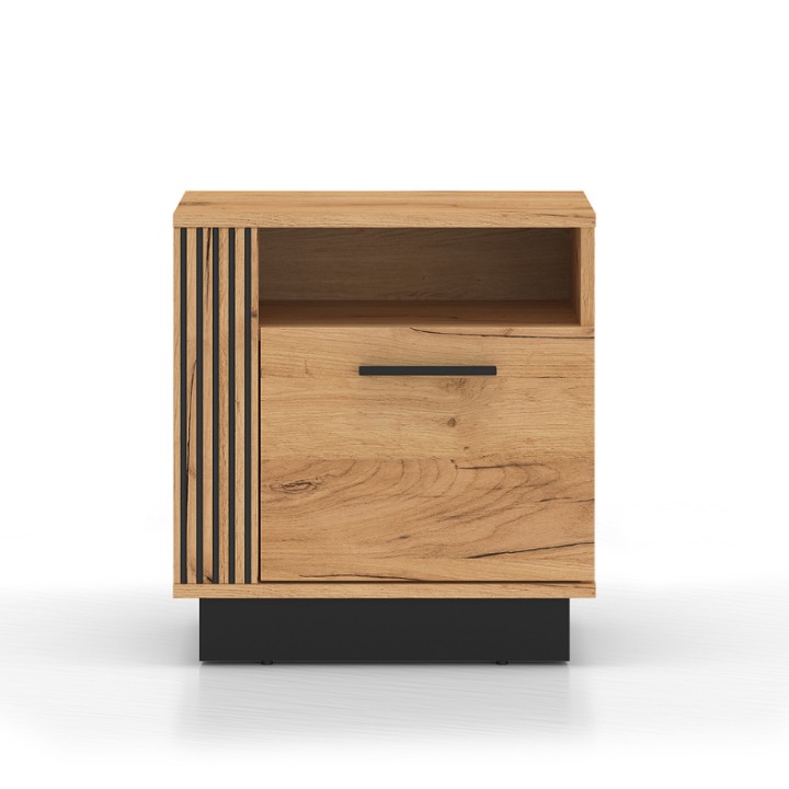 Urso Bedside Table – Elegant Gold Craft Oak & Black Design
