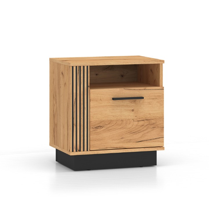 Urso Bedside Table – Elegant Gold Craft Oak & Black Design