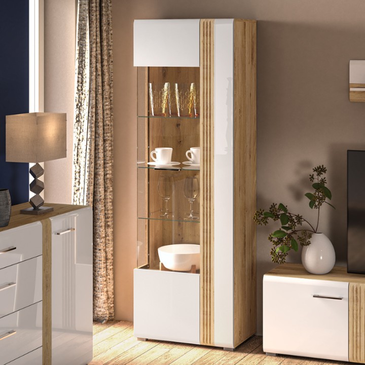 Adagio Display Cabinet Left-Hand Oak and White-J&B Furniture