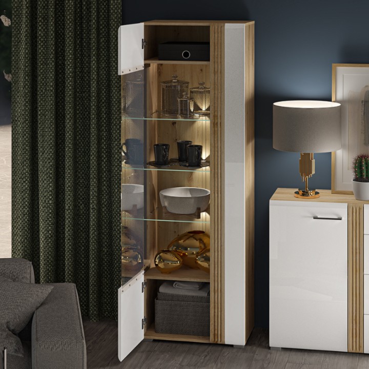Adagio Display Cabinet Left-Hand Oak and White-J&B Furniture