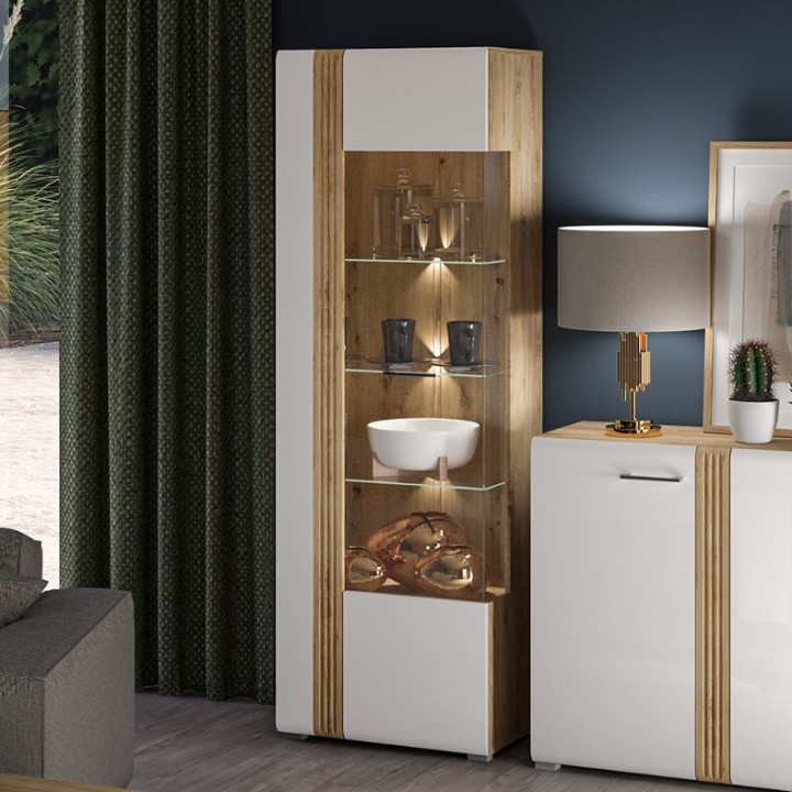 Adagio Display Cabinet Right Hand Oak and White-J&B Furniture