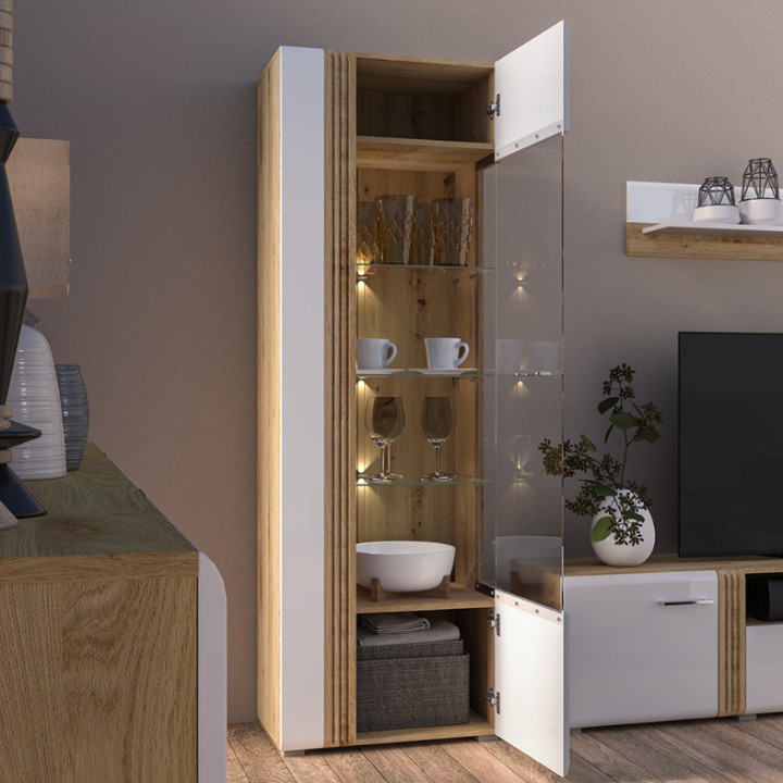 Adagio Display Cabinet Right Hand Oak and White-J&B Furniture