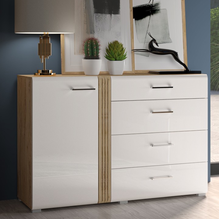 Adagio Elegant Sideboard  White and Oak - J&B Furniture