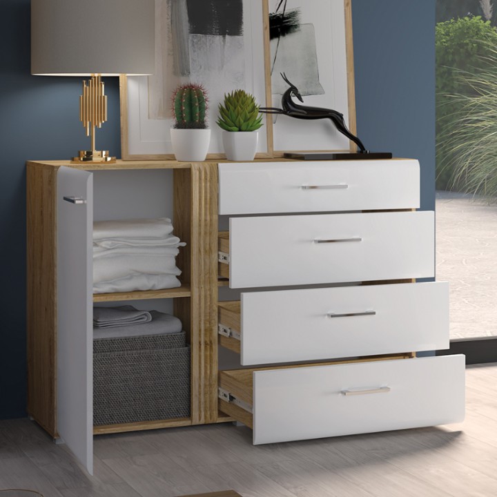Adagio Elegant Sideboard  White and Oak - J&B Furniture