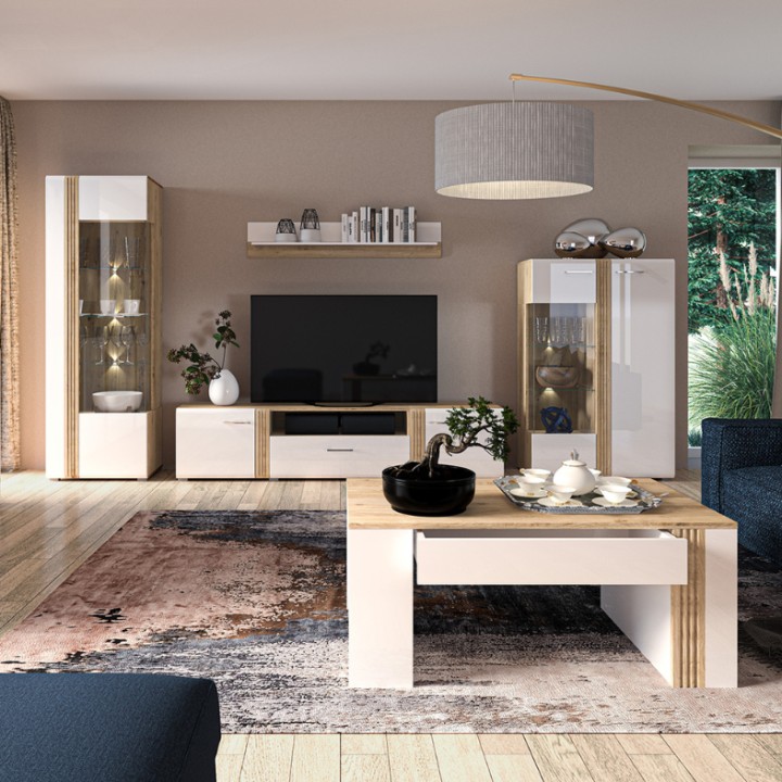 Adagio Elegant Sideboard  White and Oak 190CM- J&B Furniture