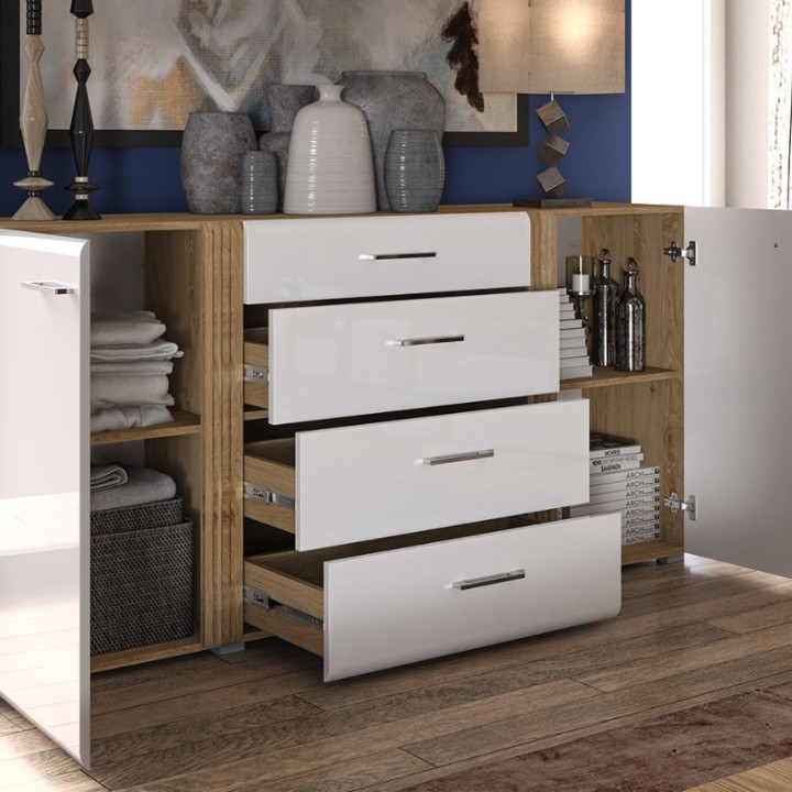 Adagio Elegant Sideboard  White and Oak 190CM- J&B Furniture