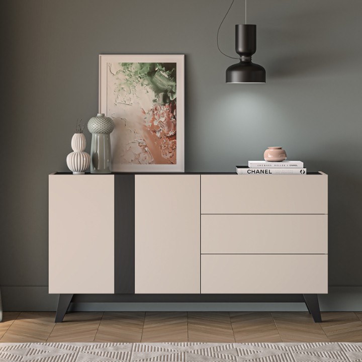 FRESHION Modern Sideboard in Cashmere & Black