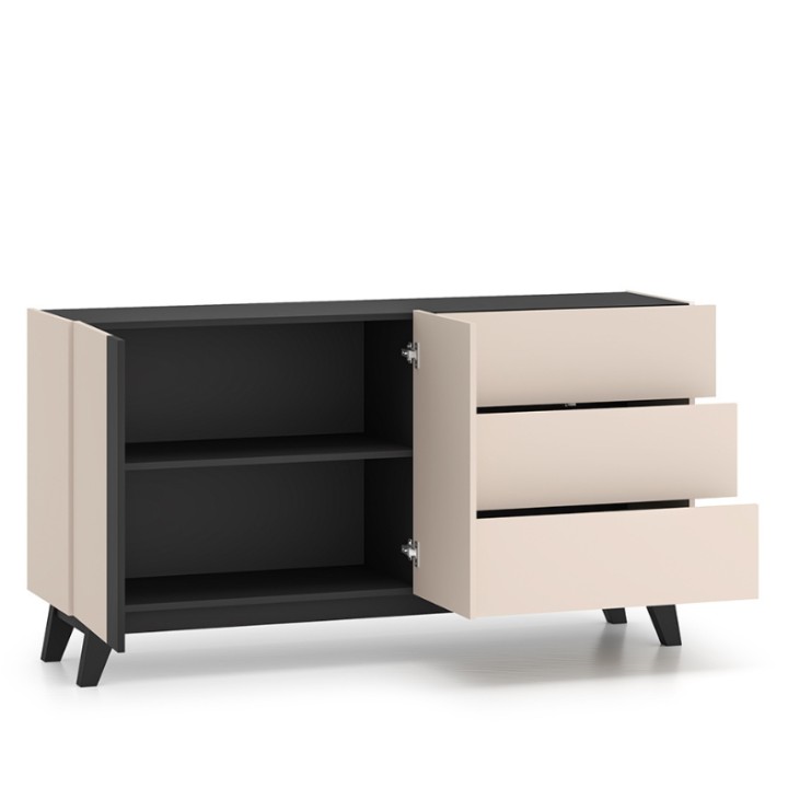 FRESHION Modern Sideboard in Cashmere & Black