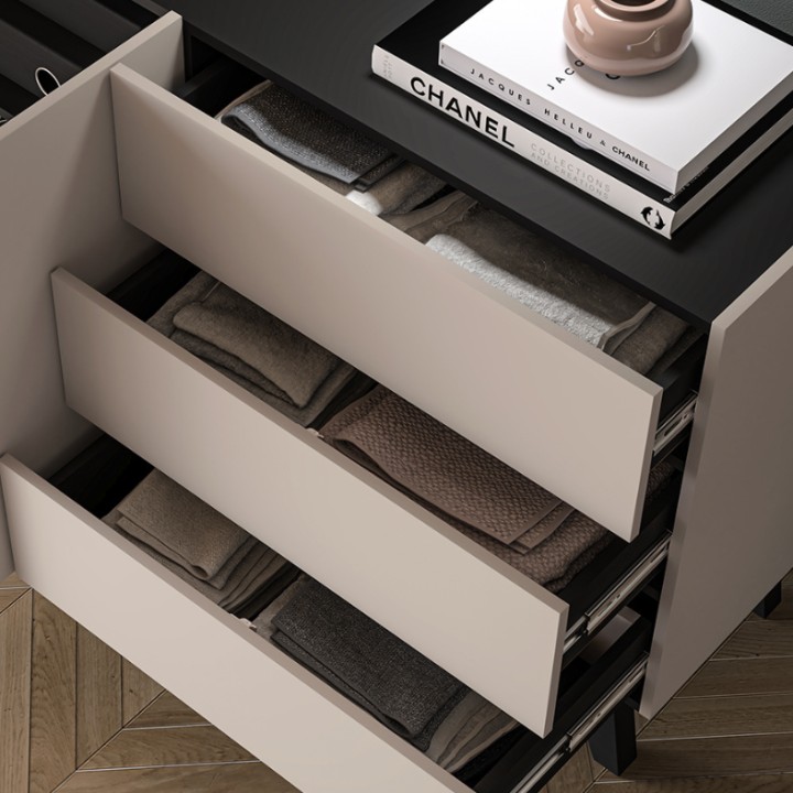 FRESHION Modern Sideboard in Cashmere & Black