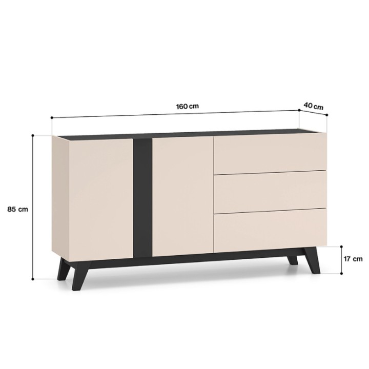 FRESHION Modern Sideboard in Cashmere & Black