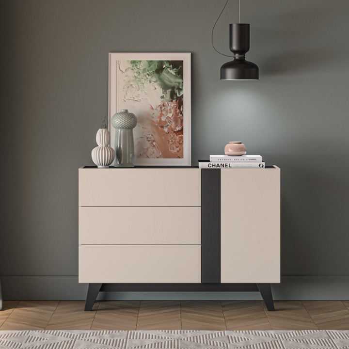 Modern Small Sideboard | Cashmere & Black | Stylish Storage