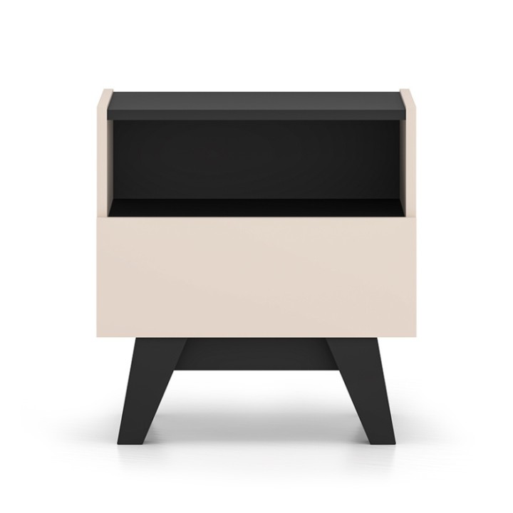 Modern Bedside Table Cashmere & Black Design - J&B Furniture