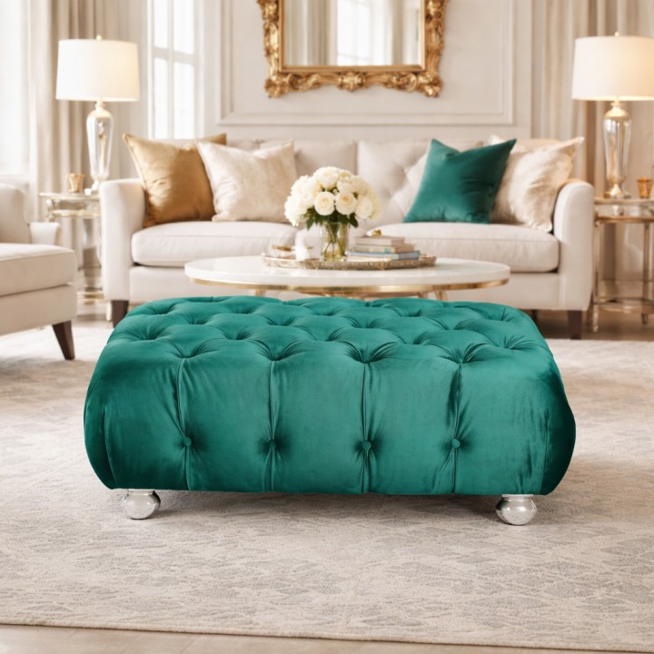 Lord Bespoke Pouffe Green Velvet Classic | J&B Furniture