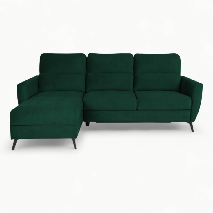 Benetto Bespoke Corner Sofa Bed in Green Velvet | J&B Furniture