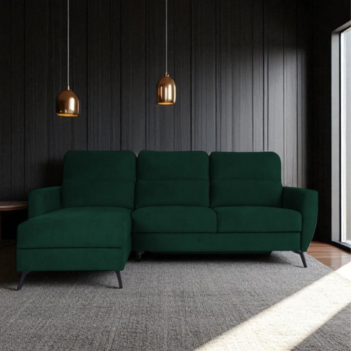 Benetto Bespoke Corner Sofa Bed in Green Velvet | J&B Furniture