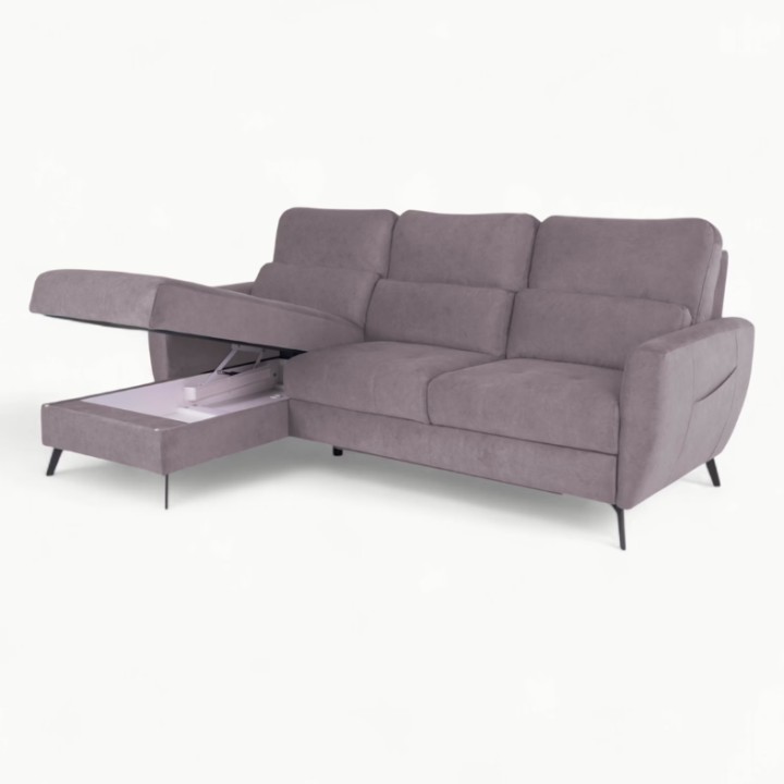 Benetto Bespoke Corner Sofa Bed and Storage in Purple | J&B