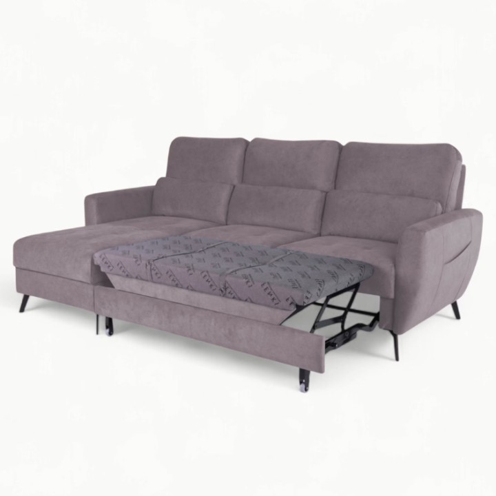 Benetto Bespoke Corner Sofa Bed and Storage in Purple | J&B
