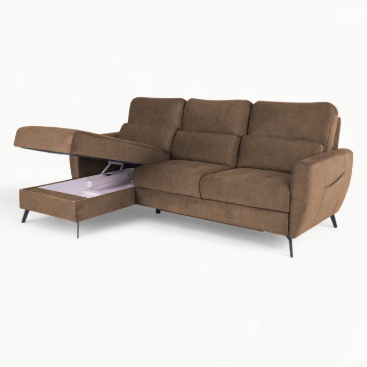 Benetto Bespoke Corner Sofa Bed in Brown | J&B Furniture