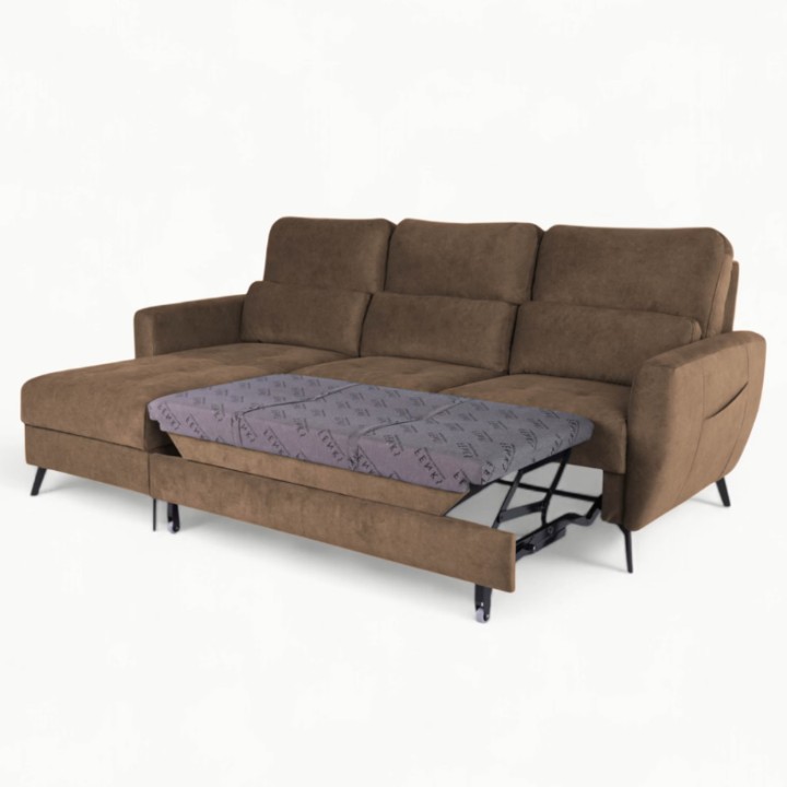 Benetto Bespoke Corner Sofa Bed in Brown | J&B Furniture