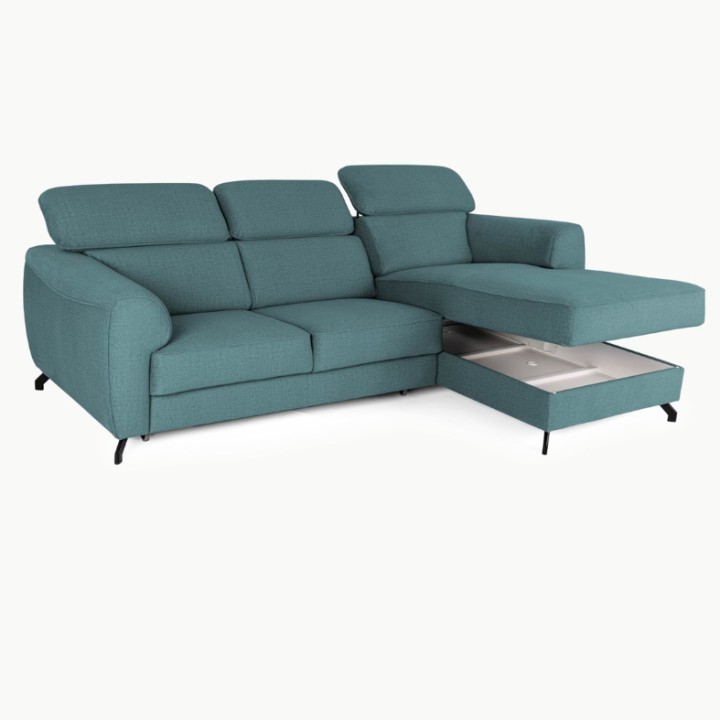 Compass Bespoke Corner sofa Bed - Chaise Longue in Teal Blue