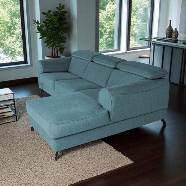 Compass Bespoke Corner sofa Bed - Chaise Longue in Teal Blue
