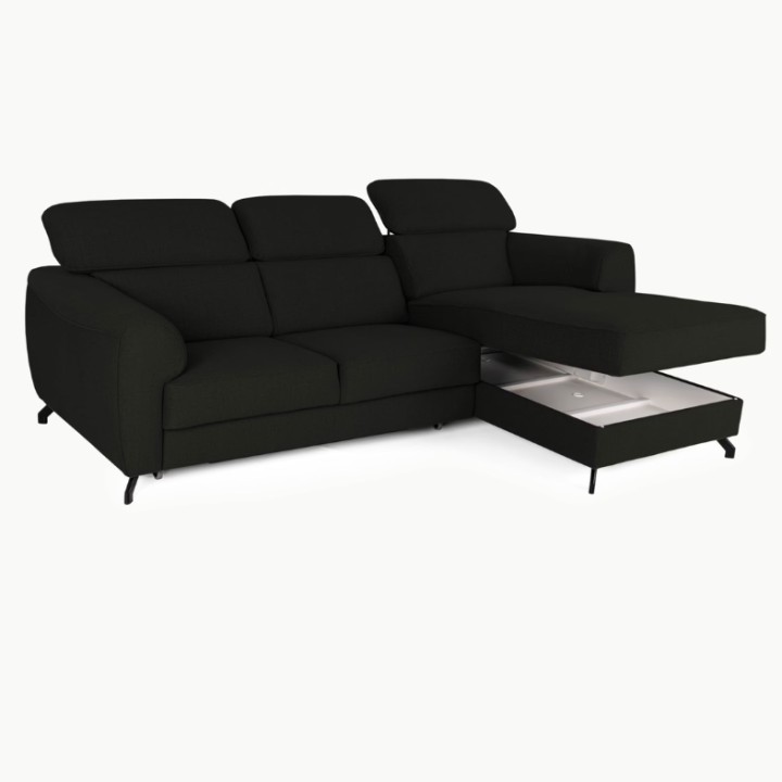 Compass Bespoke Corner sofa Bed - Chaise Longue in Black