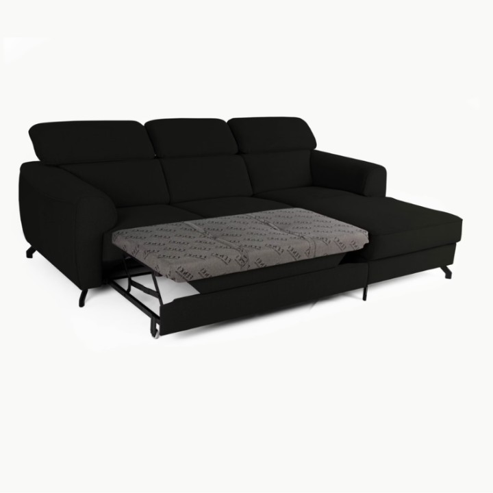 Compass Bespoke Corner sofa Bed - Chaise Longue in Black