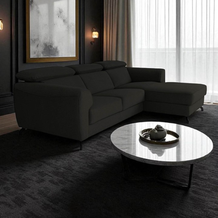 Compass Bespoke Corner sofa Bed - Chaise Longue in Black