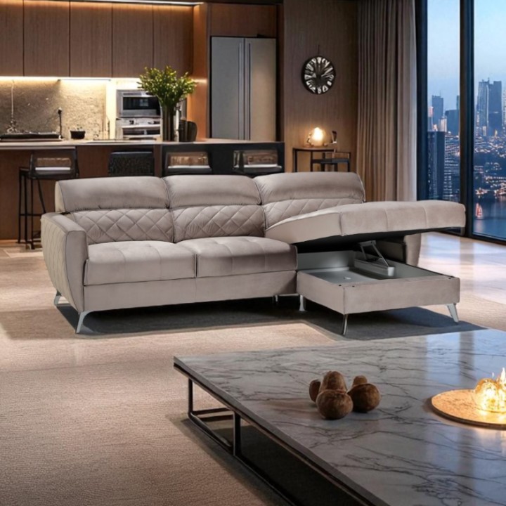 Scandic Bespoke Corner Sofa Bed – in Greige| J&B Furniture