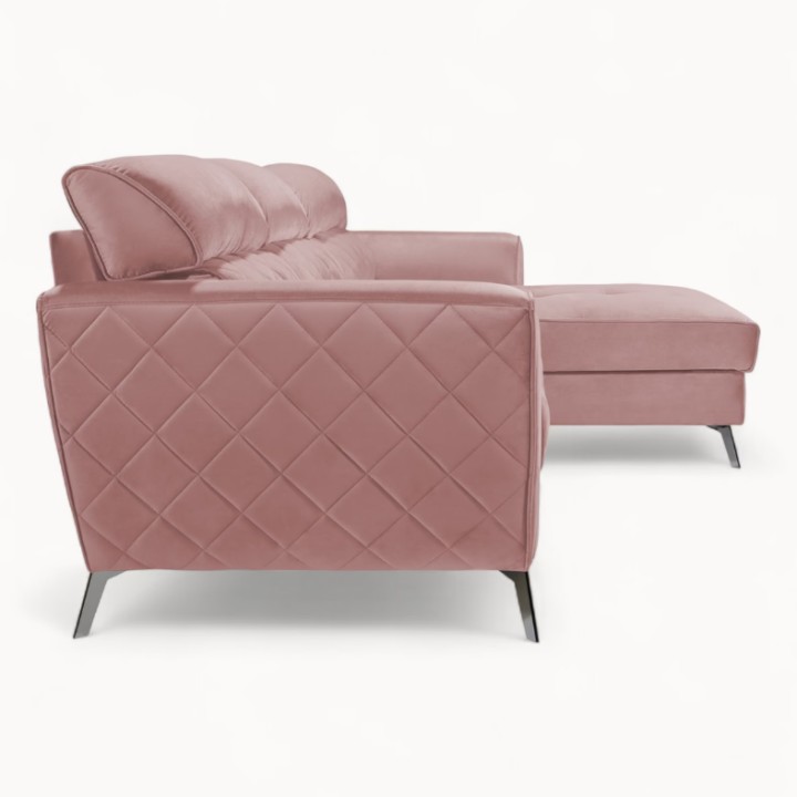 Scandic Bespoke Corner Sofa Bed– Pink Velvet| J&B Furniture