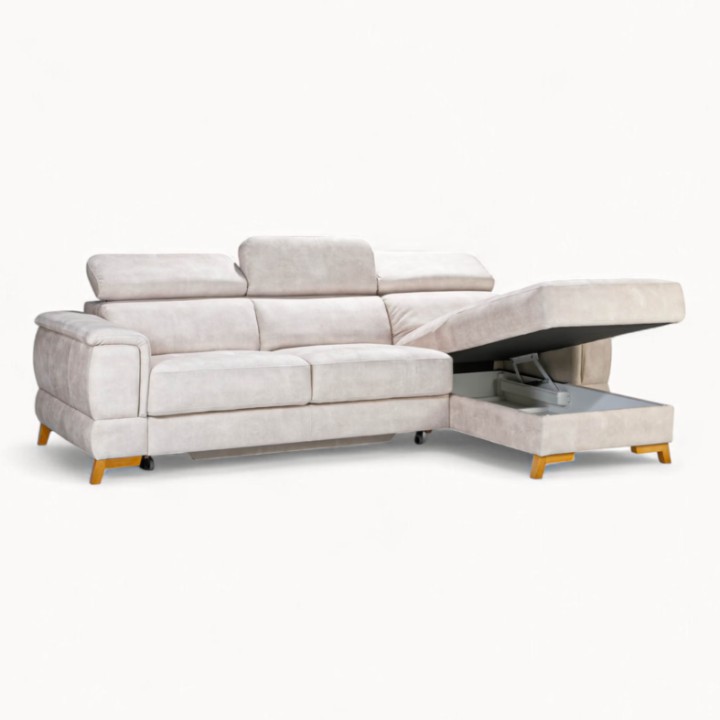 Pesaro Bespoke Corner Sofa Bed – Cream Beige | J&B Furniture