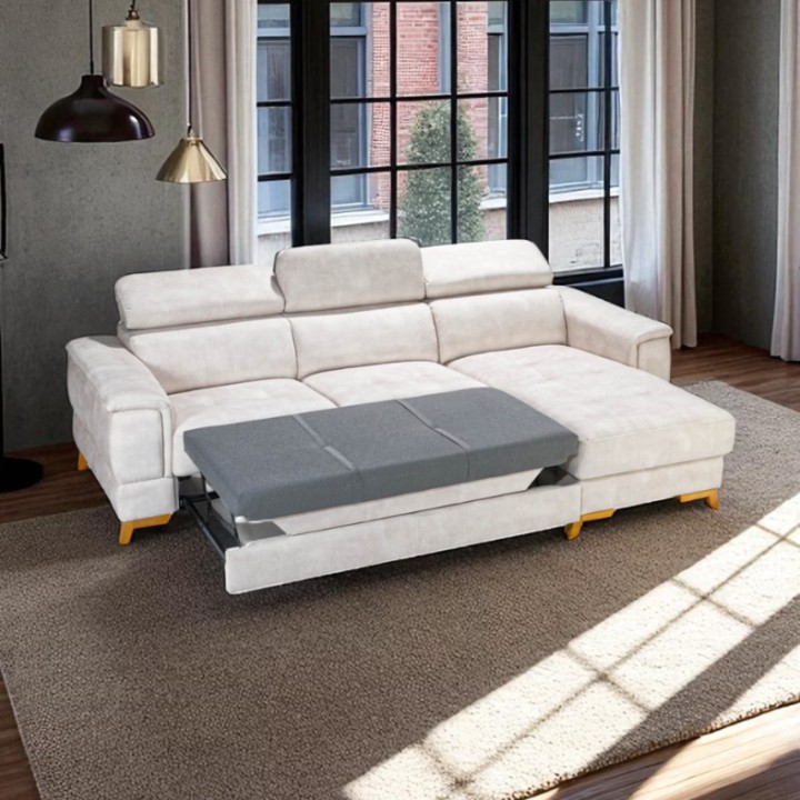 Pesaro Bespoke Corner Sofa Bed – Cream Beige | J&B Furniture
