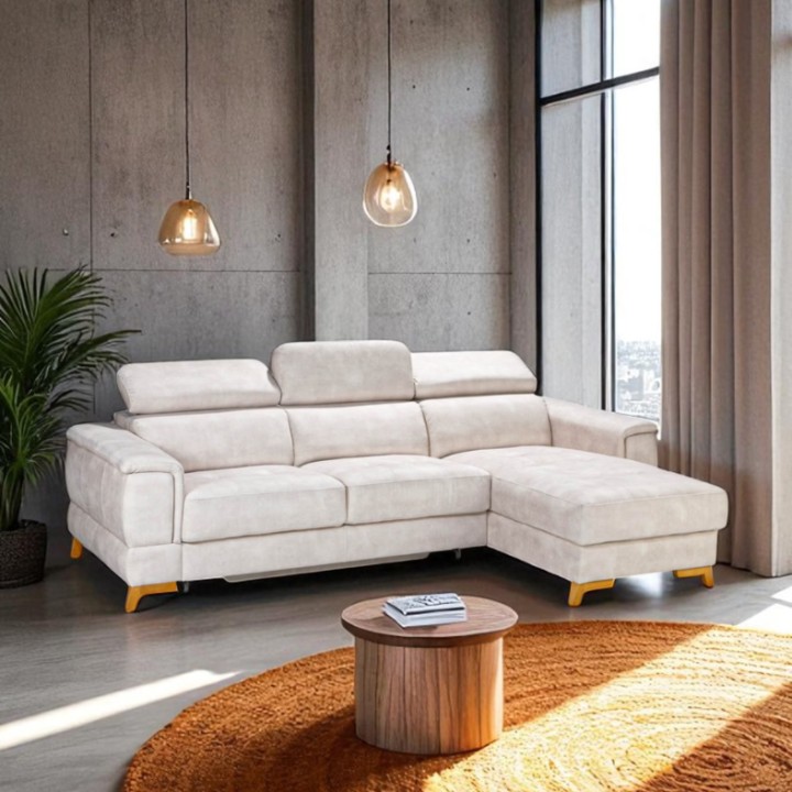 Pesaro Bespoke Corner Sofa Bed – Cream Beige | J&B Furniture
