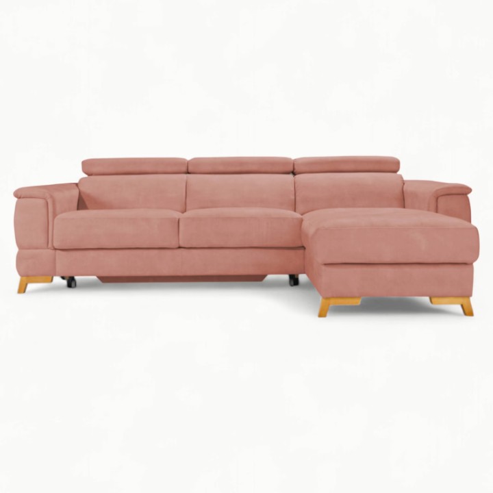 Pesaro Bespoke Corner Sofa Bed – Dusty Pink  | J&B Furniture