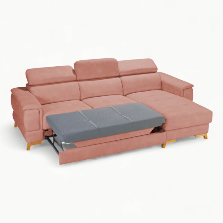 Pesaro Bespoke Corner Sofa Bed – Dusty Pink  | J&B Furniture
