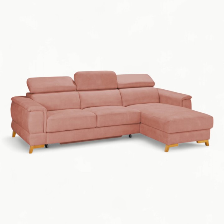 Pesaro Bespoke Corner Sofa Bed – Dusty Pink  | J&B Furniture