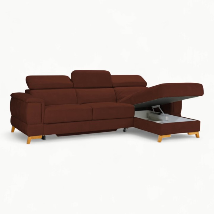 Pesaro Bespoke Corner Sofa Bed – Brown  | J&B Furniture