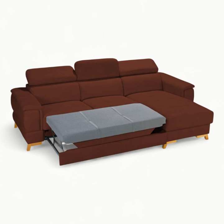 Pesaro Bespoke Corner Sofa Bed – Brown  | J&B Furniture