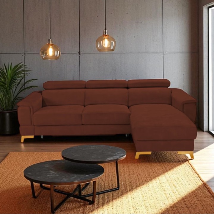 Pesaro Bespoke Corner Sofa Bed – Brown  | J&B Furniture