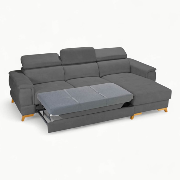 Pesaro Bespoke Corner Sofa Bed and Storage Brown  | J&B