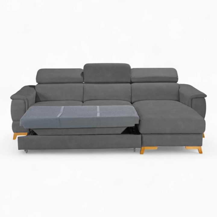 Pesaro Bespoke Corner Sofa Bed and Storage Brown  | J&B