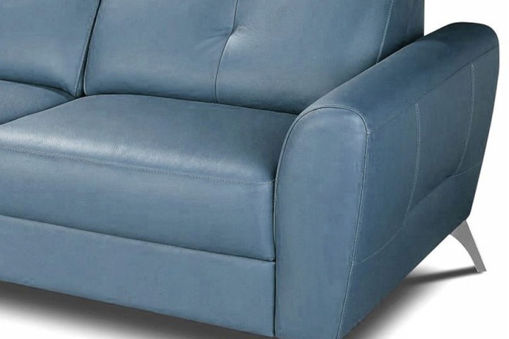 Loft Corner Sofa Bed in Blue Italian Leather| J&B Furniture