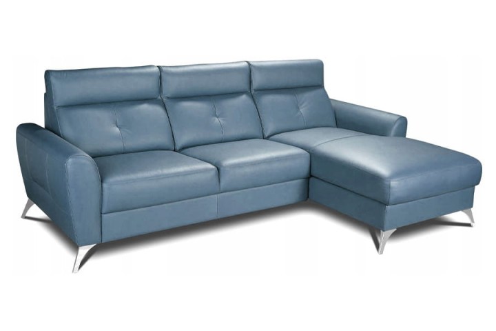 Loft Corner Sofa Bed in Blue Italian Leather| J&B Furniture