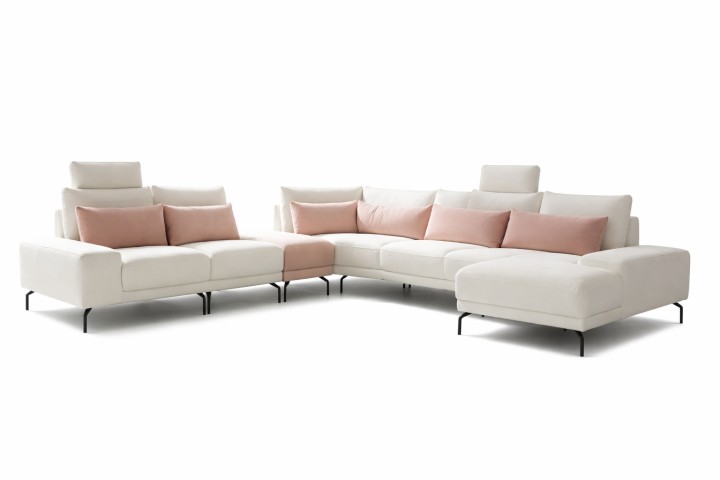 Sycylia Bespoke Corner Sofa White and Pink | J&B Furniture