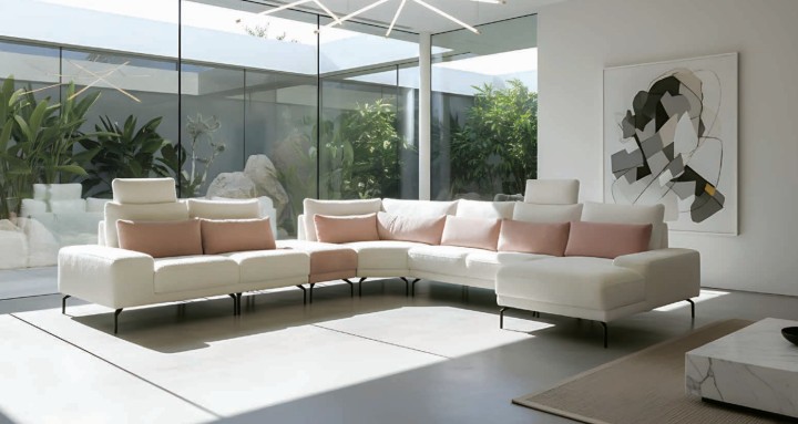 Sycylia Bespoke Corner Sofa White and Pink | J&B Furniture