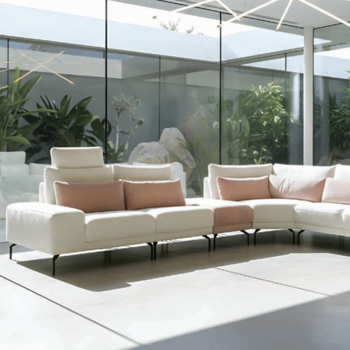 Sycylia Bespoke Corner Sofa White and Pink | J&B Furniture