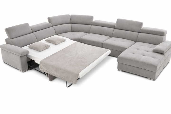 Corner Sofa Bed and Storage in Greige